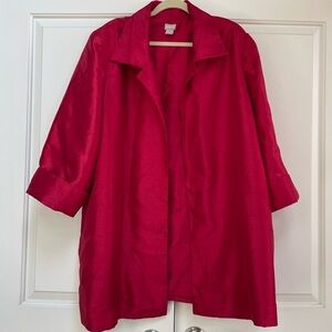 Chico's Newer Tag 3/4 Sleeve Pockets Deep Red Lined Taffeta Jacket Duster